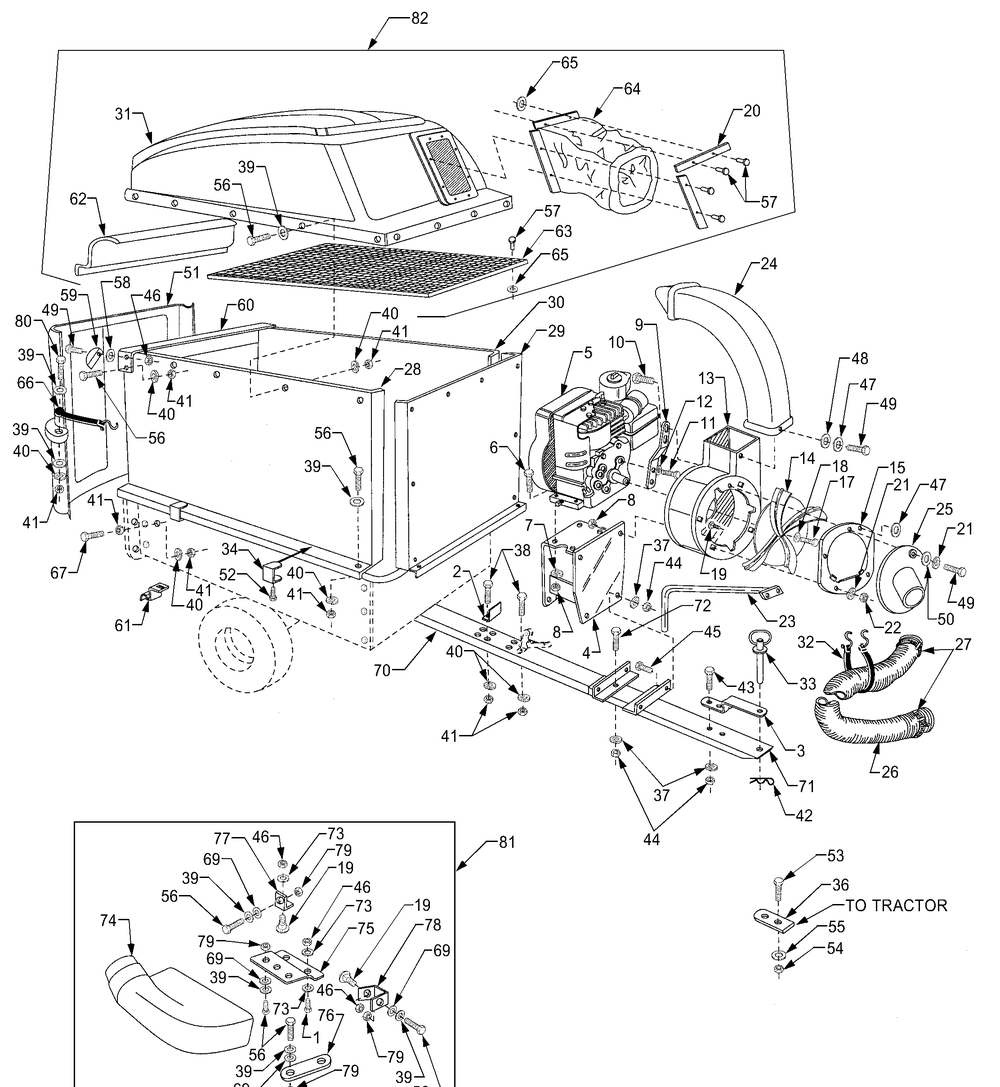 Mow-N-Vac Diagram and Parts List for 217 32-cu-ft-190100-4501884 Cub Cadet Lawn Tractor